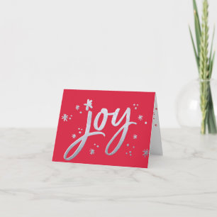 JOY Moderner Firmenurlaub Rot silberne Glitzern Feiertagskarte
