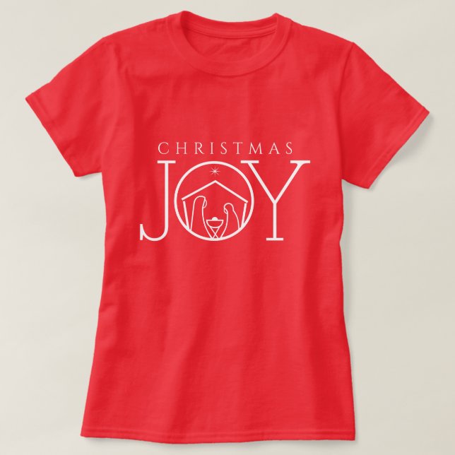 JOY Nativity Christlich Religious Weihnachten T -  T-Shirt (Design vorne)