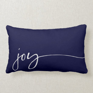 Joy Navy Blue Elegant Script Calligraphy Weihnacht Lendenkissen