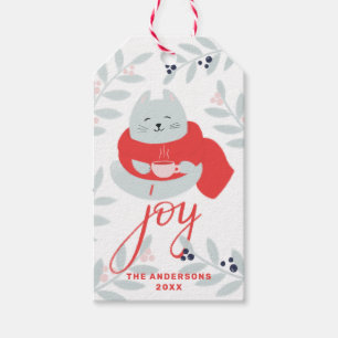 Joy. Niedliche Weihnachtskatze / Winterferien Geschenkanhänger