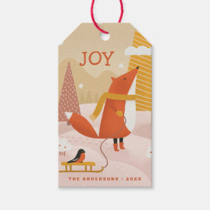 Joy. Niedliches Weihnachtswaldfutter Geschenkanhänger