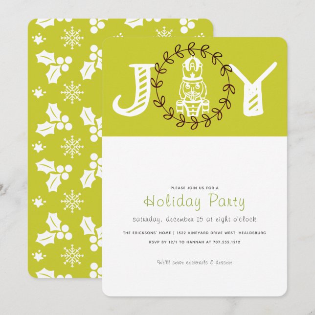Joy Nutcracker Holiday Party Einladung (Vorne/Hinten)