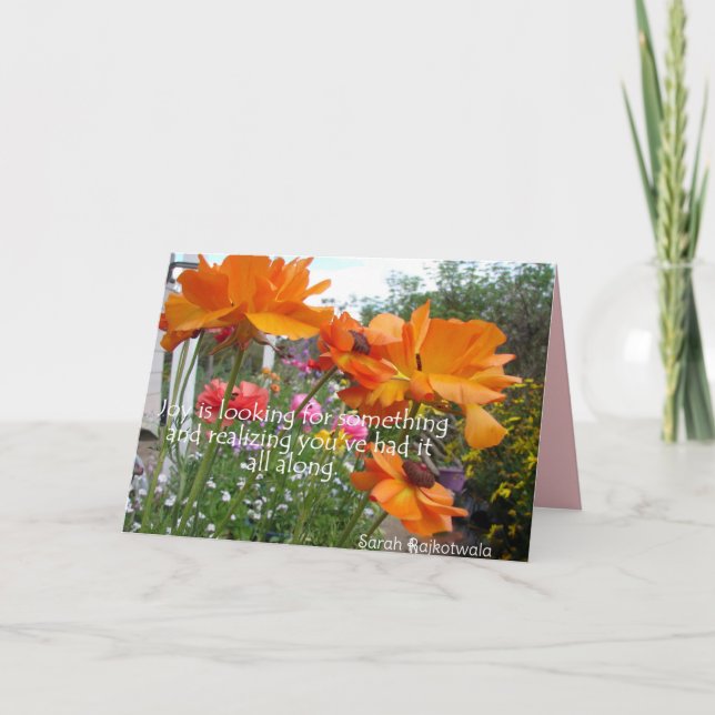Joy Orange Spring Flowers Blume in Garden Card Karte (Vorderseite)