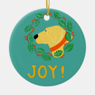 Joy Ornament with Gelbe Labrador-Stephen Huneck