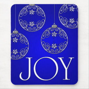 Joy Ornaments auf Kobaltblau elegant Mousepad
