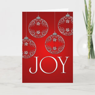 Joy Ornaments auf rubinrot elegant Feiertagskarte