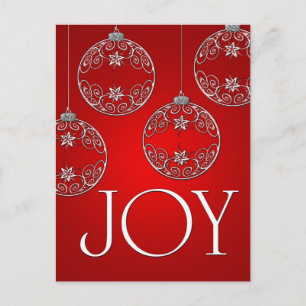 Joy Ornaments auf rubinrot elegant Postkarte