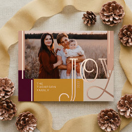 Joy Overlay Modernes Blush Color Block Family Foto Folien Feiertagskarte