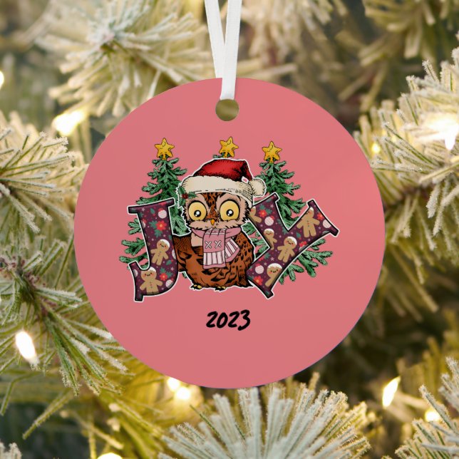 Joy Owl Christmas Ornament Aus Metall (InSitu)