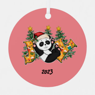 Joy Panda Bear Christmas Ornament Aus Metall