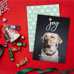 Joy Paw Print Pinselstrichschrift Dog Lover Foto P Feiertagskarte