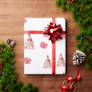 Joy Peace and Liebe Weihnachtsbaum Modernes Muster Geschenkpapier