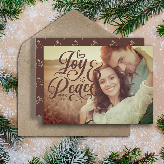 Joy Peace Christlich Bible Verse Weihnachts-Foto (Joy and Peace Christian Christmas photo greeting card.)