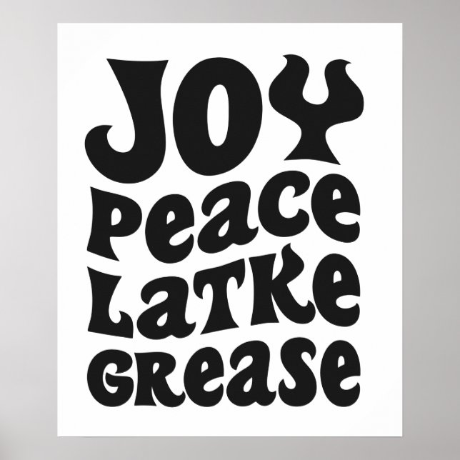 Joy Peace Latkes Grease Funny Jewish Hanukkah Gift Poster (Vorne)