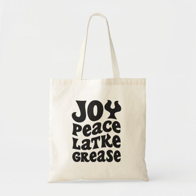 Joy Peace Latkes Grease Funny Jewish Hanukkah Gift Tragetasche (Vorne)
