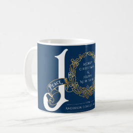 Joy Peace Liebe Blue Gold Corporate Weihnachtsgesc Kaffeetasse