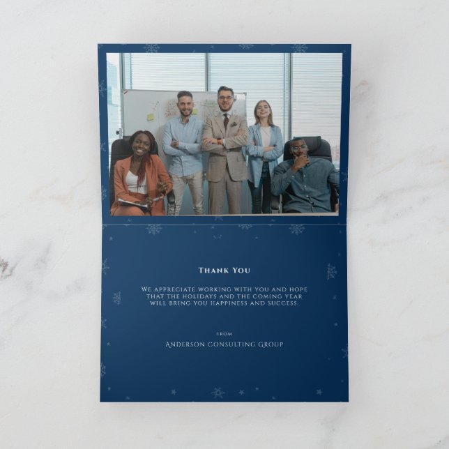 Joy Peace Liebe Blue Team Foto Weihnachten im Unte Karte (Innenseite)