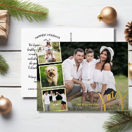Joy Peace Liebe Calligraphy Foto Collage Gold Folien Feiertagspostkarte