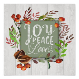 Joy, Peace, Liebe Chalkboard Wreath ID437 Poster