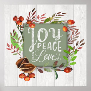 Joy, Peace, Liebe Chalkboard Wreath ID437 Poster