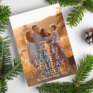 Joy Peace Liebe Holiday Cheer Modernes Foto Feiertagskarte