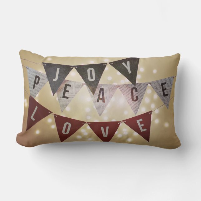 Joy Peace Liebe Holiday Pillow Lendenkissen (Vorderseite)