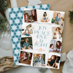 Joy Peace Liebe & Light Hanukkah 10 Instant Foto Feiertagskarte<br><div class="desc">Freude, Ruhe, Liebe & Licht mit Star of David, 10 SofortfotoCollage Hanukkah Holiday Card. Der Gruß und der Hintergrund können in eine beliebige Farbe geändert werden. Entworfen / Original-Kunstwerk von fat*fa*tin. Einfach mit eigener Textnachricht, Name, Jahr, Foto oder Bild personalisieren. Weitere Editierfunktionen sind auf der Seite 'Edit Design' verfügbar. www.zazzle.com/fat_fa_tin...</div>
