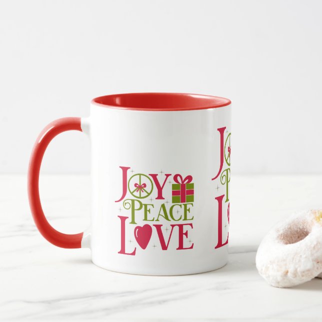 Joy Peace Liebe Tasse (Mit Donut)