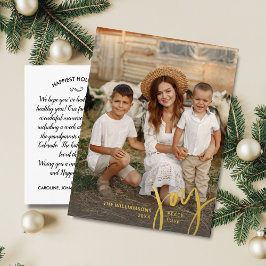 Joy Peace Liebe Vertical Christmas Foto Gold Folien Feiertagspostkarte