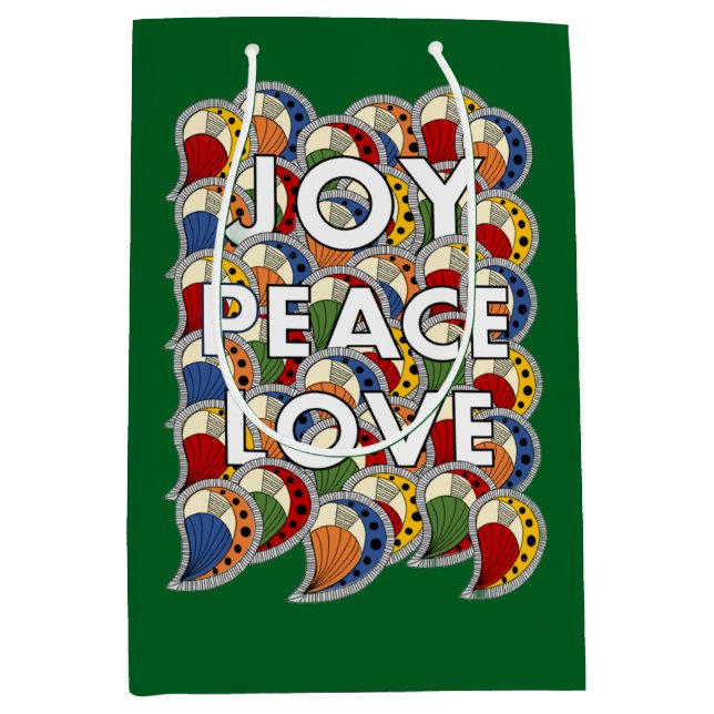 Joy Peace Love  Mittlere Geschenktüte (Vorderseite)