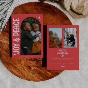 Joy & Peace Minimalistisch Red Arch Feiertagskarte