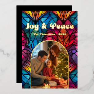 Joy & Peace Stected Glass Window Weihnachtsfeierta Folien Feiertagskarte