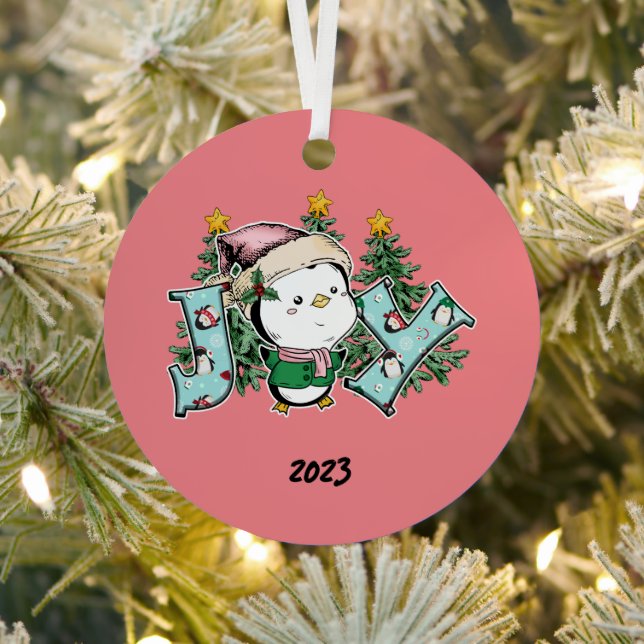 Joy Penguin Christmas Ornament Aus Metall (InSitu)