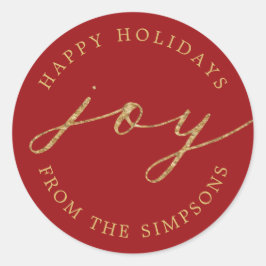 Joy Personalisiert Red Holiday Classic Round Stick Runder Aufkleber