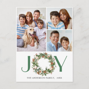 JOY Pine Cones Fir Wreath Christmas 3 FOTO Feiertagspostkarte