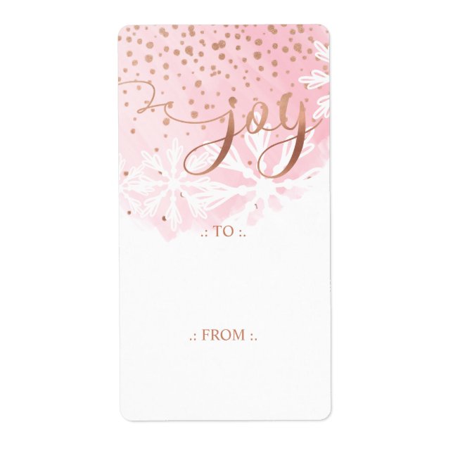 Joy | Pink Blush Wasserfarbe Ombre Schneeflocken (Vorne)