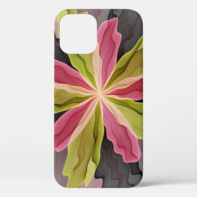 Joy, Pink Green Anthracite Fantasy Blume Fraktal Case-Mate iPhone Hülle (Rückseite)