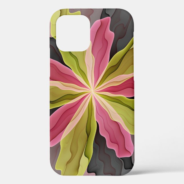 Joy, Pink Green Anthracite Fantasy Blume Fraktal Case-Mate iPhone Hülle (Rückseite)