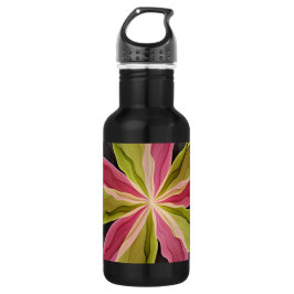 Joy, Pink Green Anthracite Fantasy Blume Fraktal Edelstahlflasche