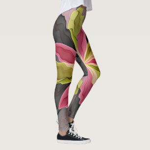Joy, Pink Green Anthracite Fantasy Blume Fraktal Leggings