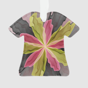 Joy, Pink Green Anthracite Fantasy Blume Fraktal Ornament