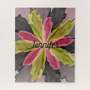Joy, Pink Green Anthracite Fantasy Blume Name Puzzle