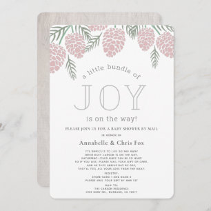 Joy Pink Pine Cone Baby Shower by Mail Einladung