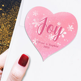 Joy Pink Snowflakes Weihnachtslied Gestaltungsgesc Herz-Aufkleber