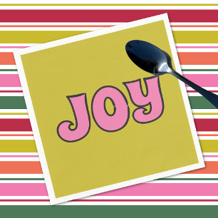 Joy Pink und Lime Green Retro Weihnachten Serviette