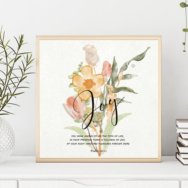 Joy-Psalm 16:11 orangefarbene Blüten Poster (Von Creator hochgeladen)