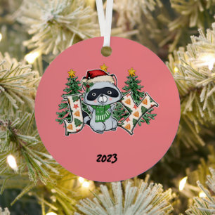 Joy Raccoon Christmas Ornament Aus Metall