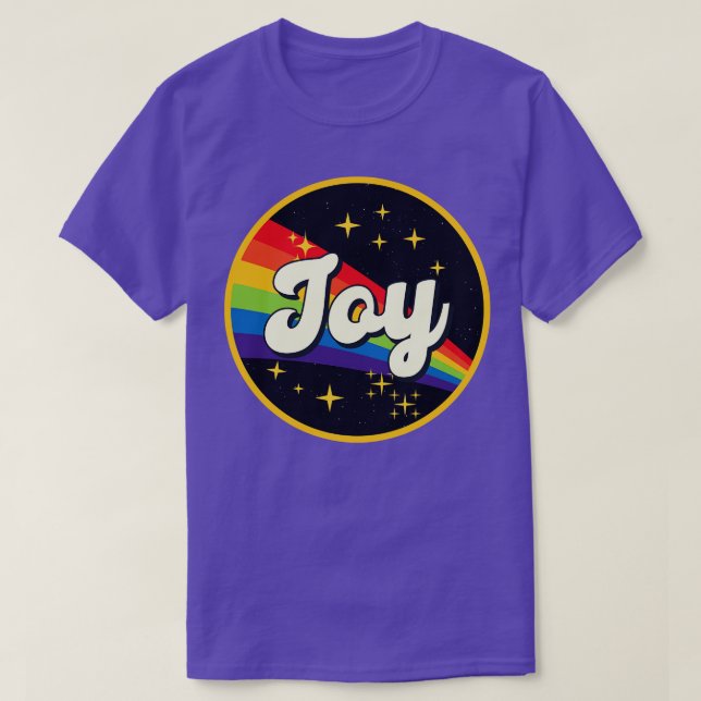 Joy Rainbow in Space Vintage Style T-Shirt (Design vorne)