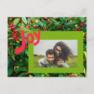 Joy Red Berries Family Foto Holiday Postkarte