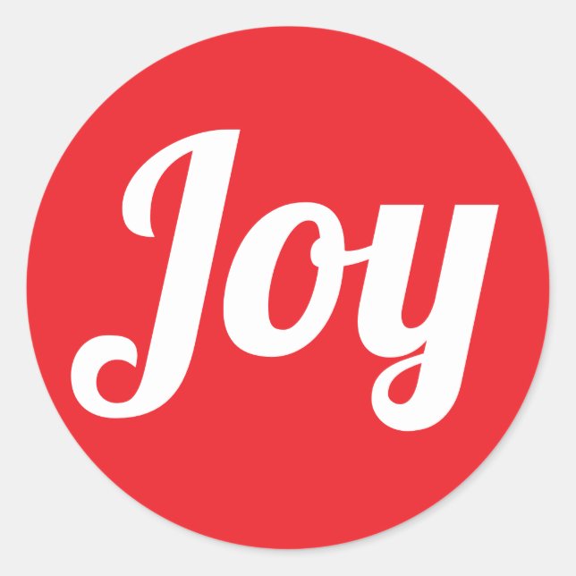 Joy Red Brushed Script Simple Moderne Ferien Runder Aufkleber (Vorderseite)